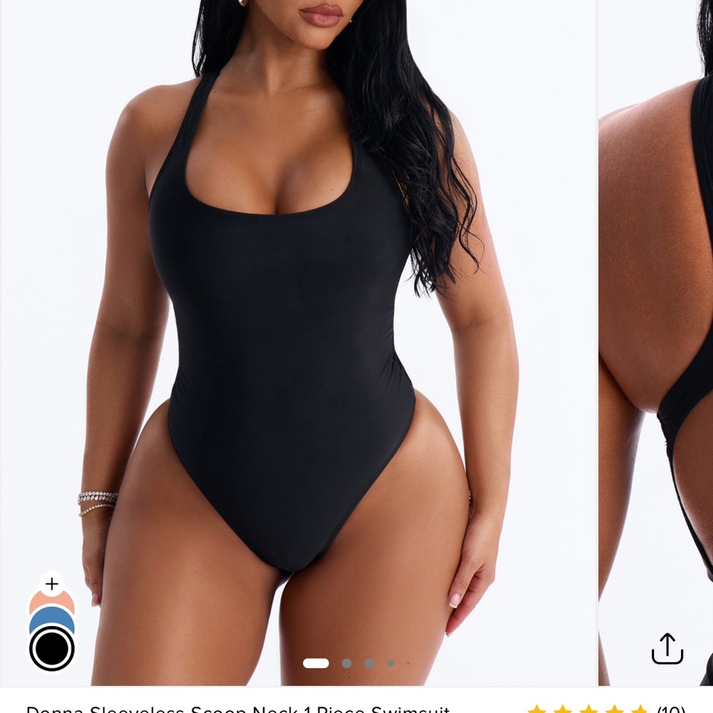 Fashion Nova Black Scoop Neck One-Piece Swimsuit